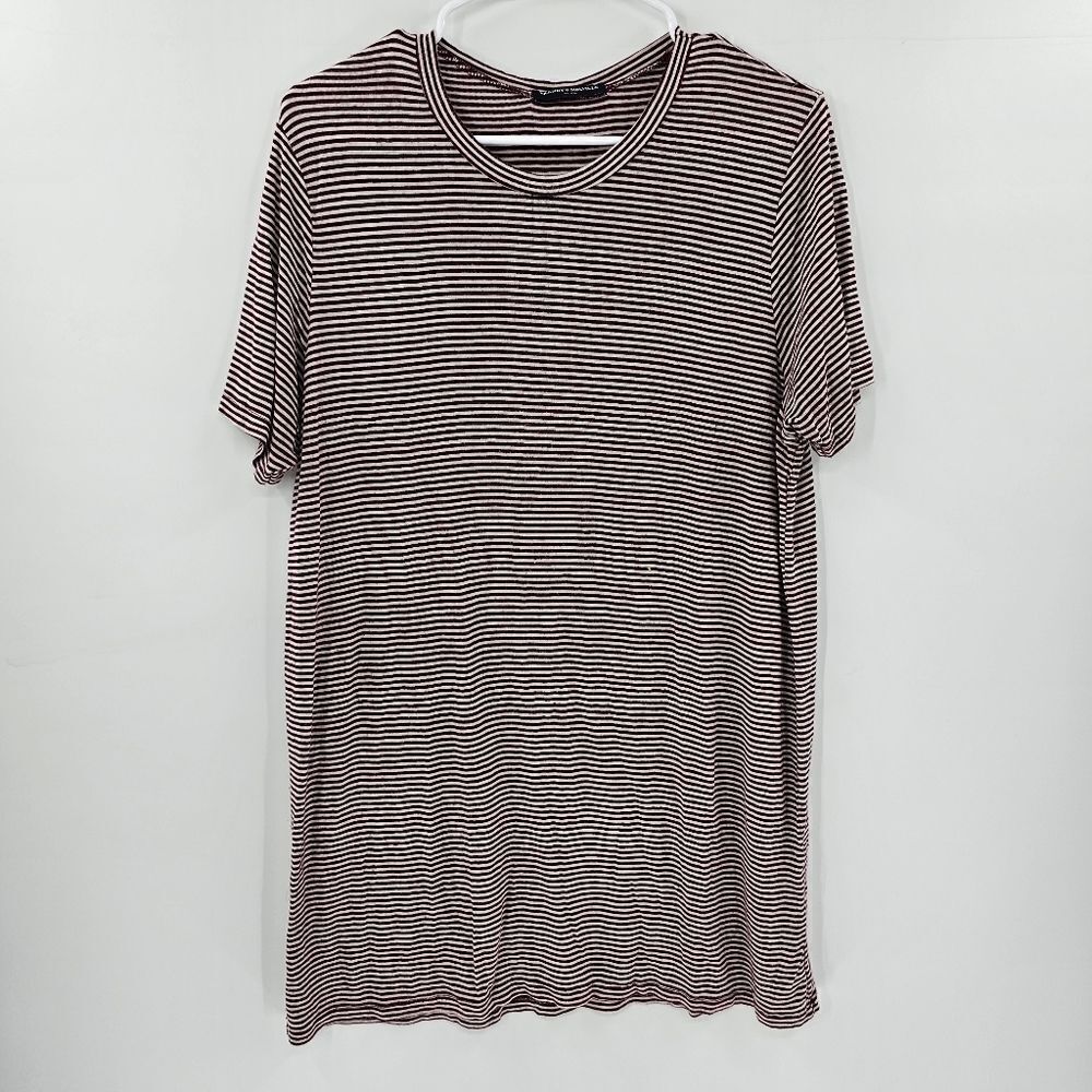 Brandy melville dress shirt striped short sleeve small medium maroon burgundy